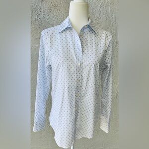 Ralph Lauren Blue White Polka Dot Blouse Long Sleeve Size Medium